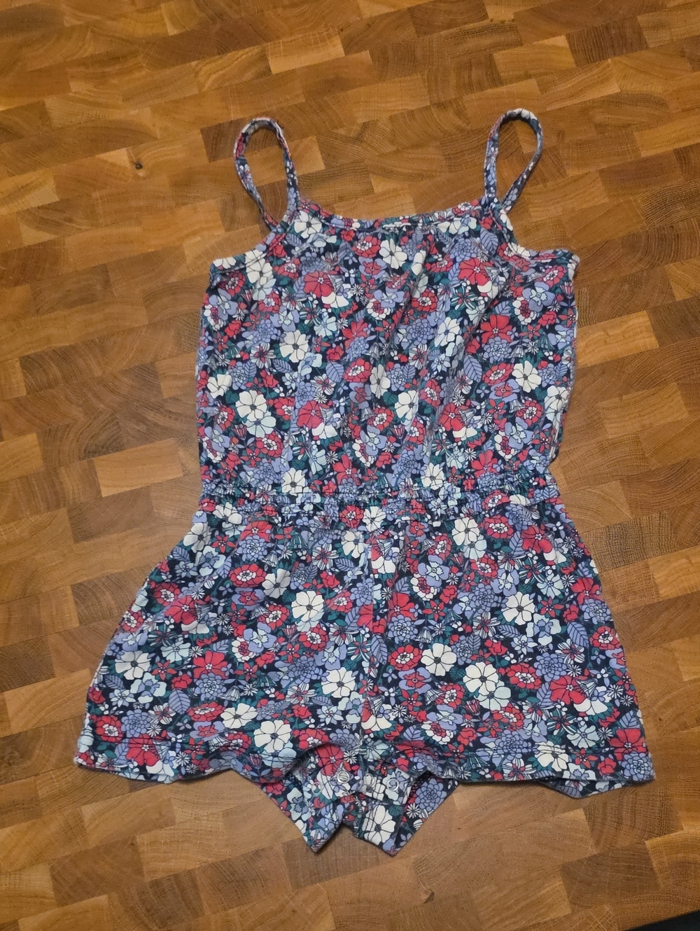 10/ $10 GAP Navy Floral Romper with Pink and White Flowers